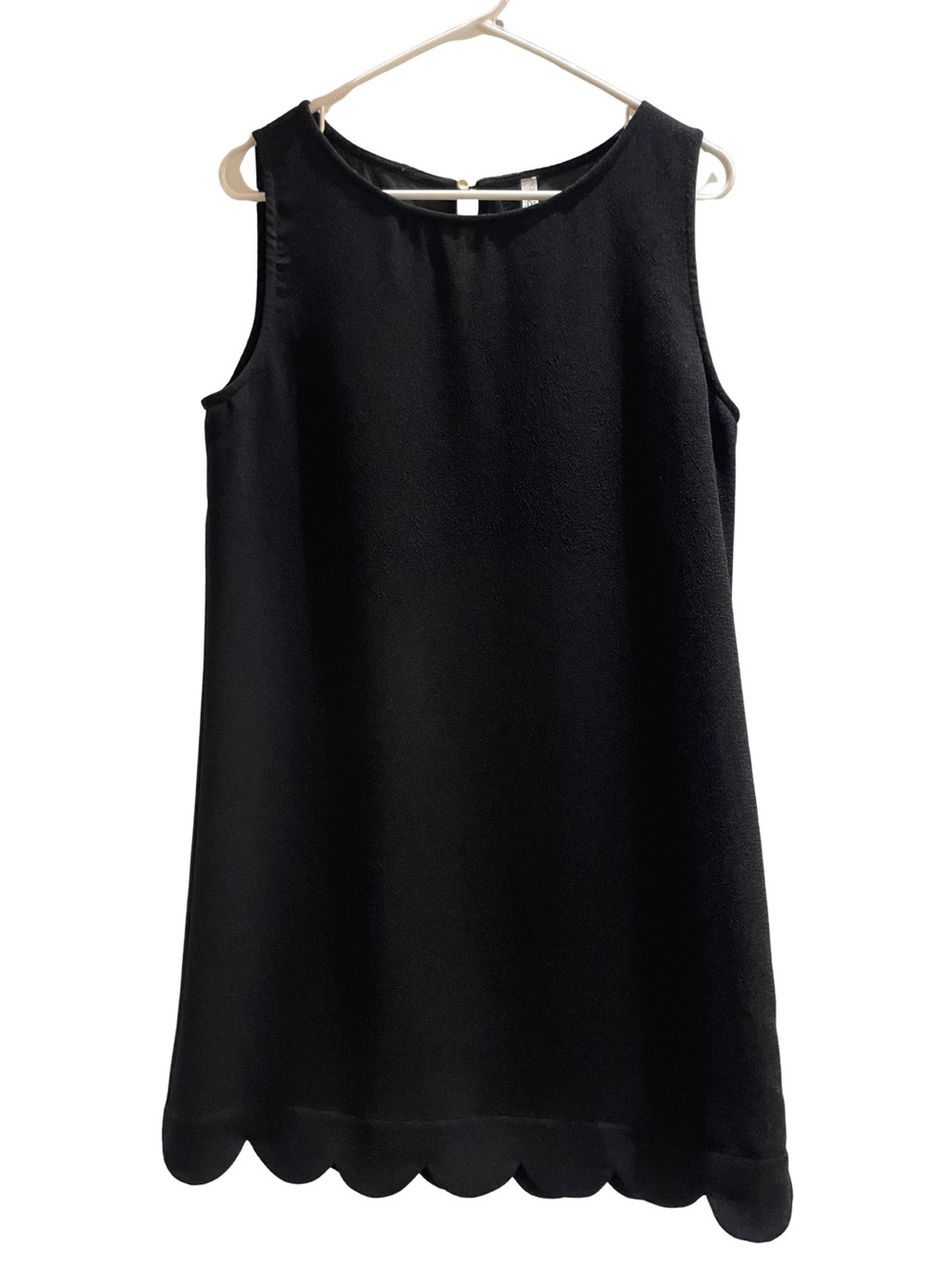 Sleeveless Black Scallop-Hem Mini Dress